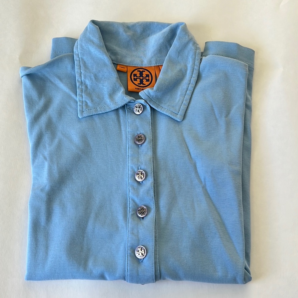 Tory Burch women’s 6 button polo shirt . SZ med